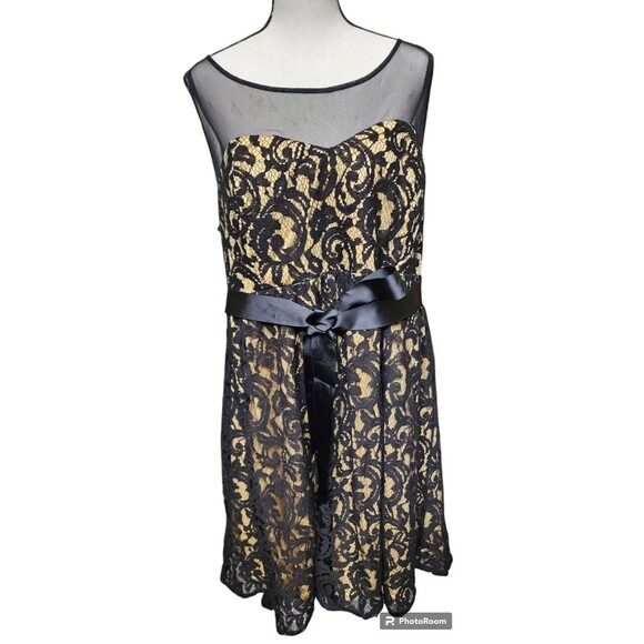 Torrid Lace Cocktail Dress Underskirt Lined Black/Gold NEW Size 22 - Picture 1 of 8